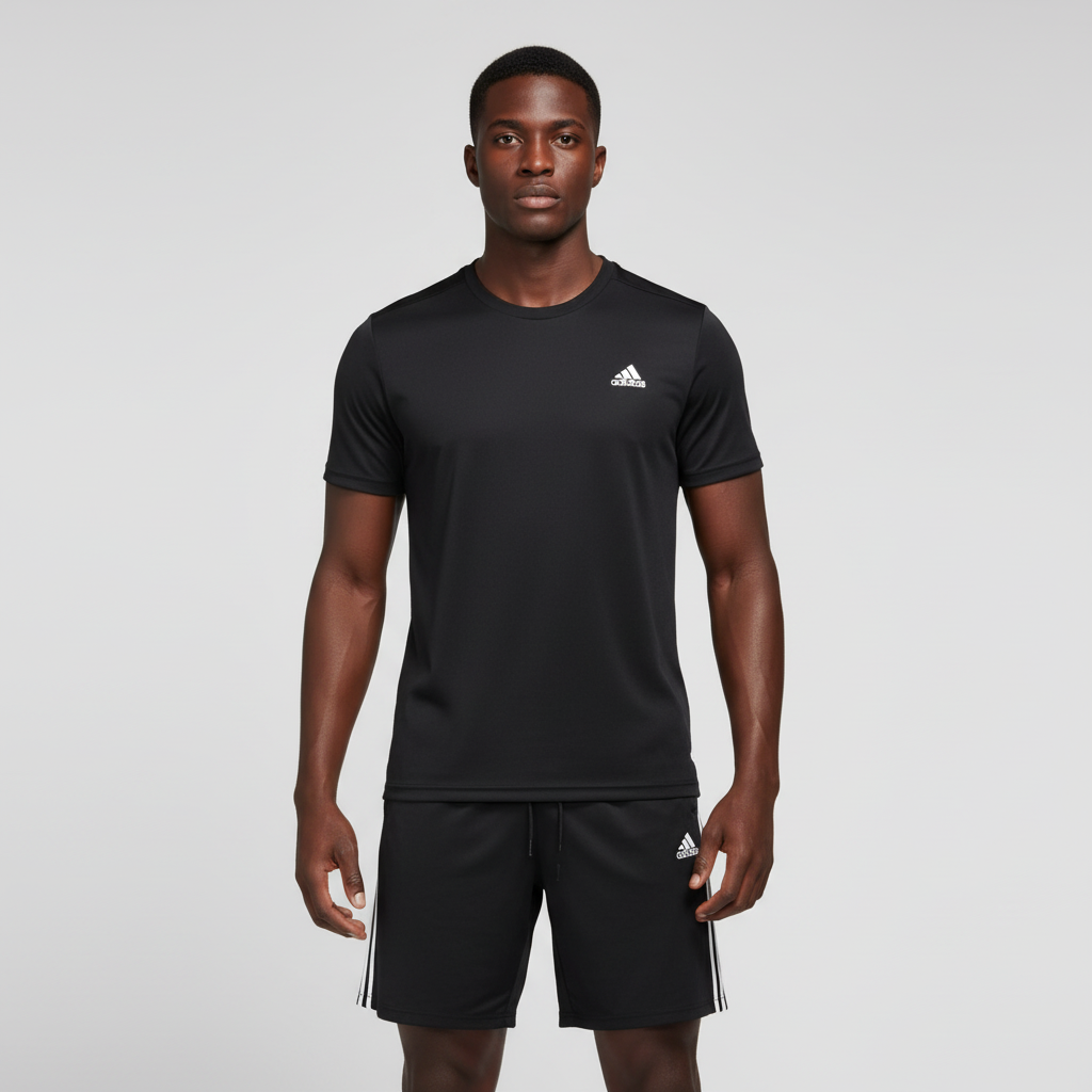 Ensemble de sport Adidas Unisexe – T-shirt & Short (Noir)