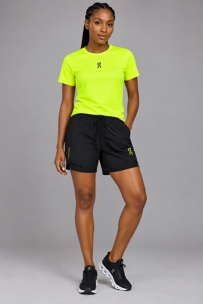 Ensemble de Sport Unisexe On Running – T-shirt et Short Vert Fluo/Noir