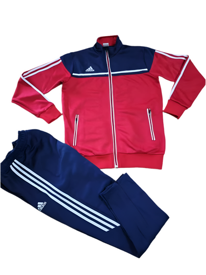 Ensemble Survêtement Loisir Adidas (Rouge/Bleu) avec fermeture