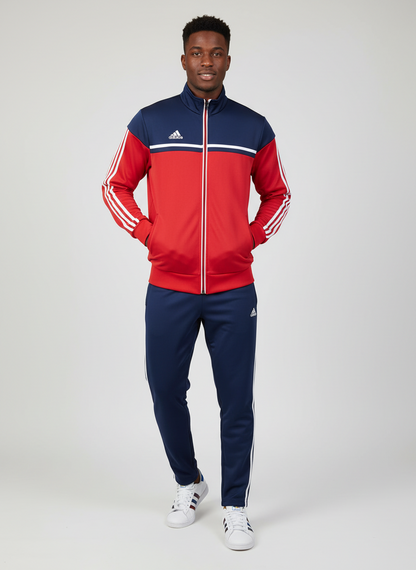 Ensemble Survêtement Loisir Adidas (Rouge/Bleu) avec fermeture
