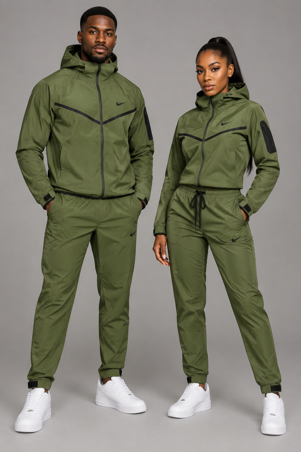 Ensemble Survêtement fitness Ni-ke swoosh avec Capuche Vert
