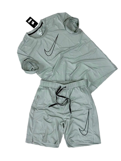 Ensemble sport (Ni-ke Swoosh) – T-shirt & Short avec fermeture (Vert) ETFSTSN01