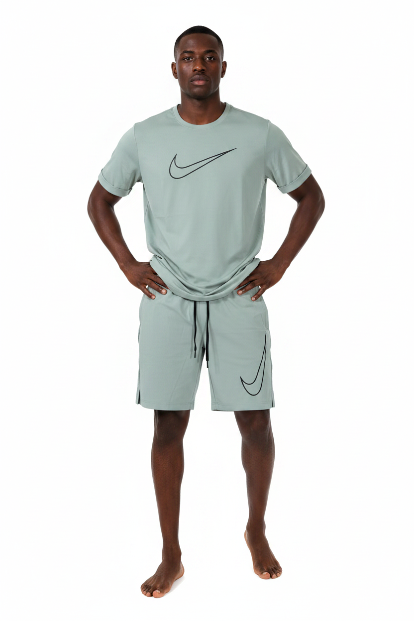 Ensemble sport (Ni-ke Swoosh) – T-shirt & Short avec fermeture (Vert) ETFSTSN01