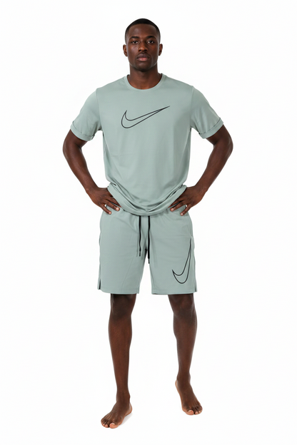 Ensemble sport (Ni-ke Swoosh) – T-shirt & Short avec fermeture (Vert) ETFSTSN01