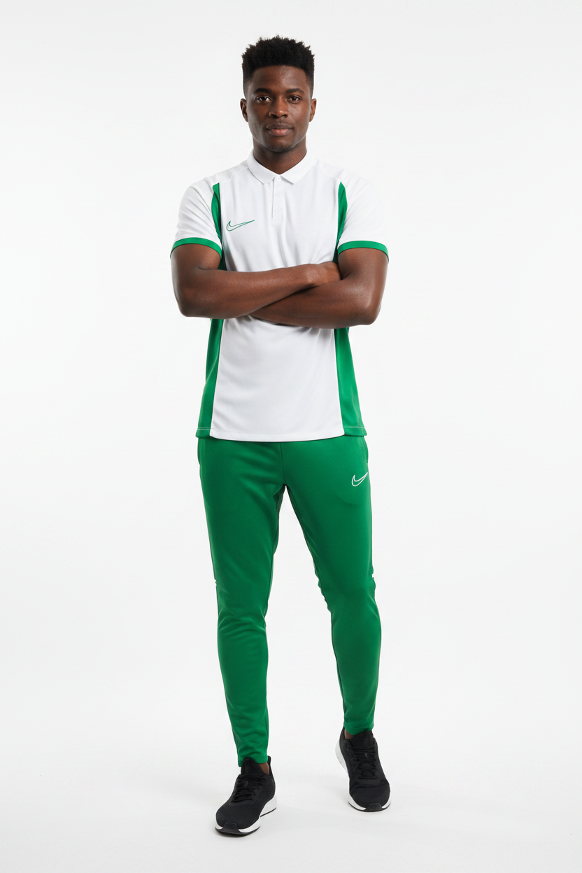 Ensemble T-shirt col roulé & Jogging Nike (Blanc/Vert)– Style Sport Premium