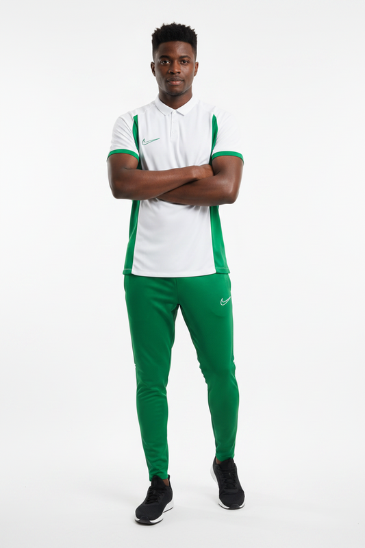 Ensemble T-shirt col roulé & Jogging Nike (Blanc/Vert)– Style Sport Premium