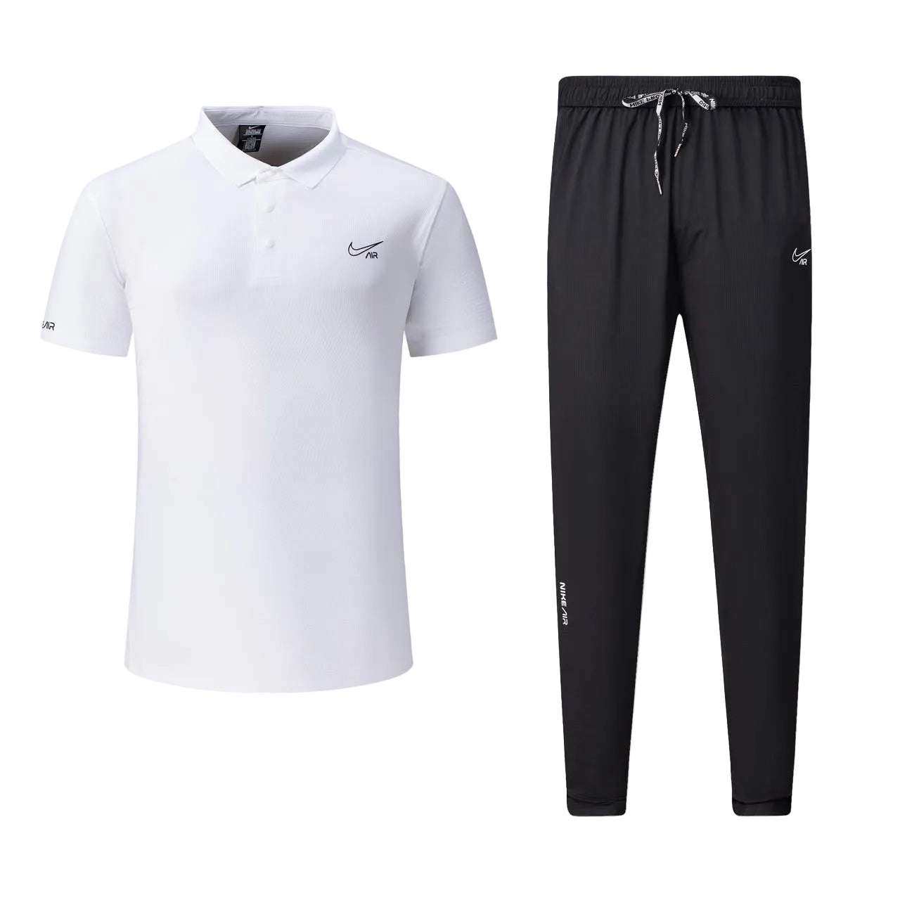 T-shirt col roule Ni-ke Air et pantalon jogging avec fermeture (Blanc/Noir) TPJFMNS17