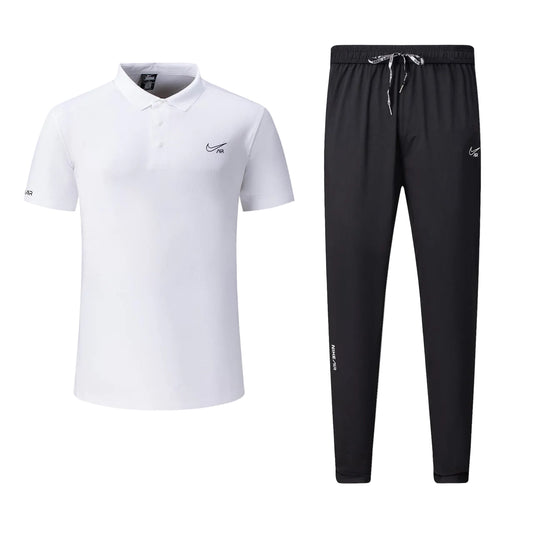 T-shirt col roule Ni-ke Air et pantalon jogging avec fermeture (Blanc/Noir) TPJFMNS17