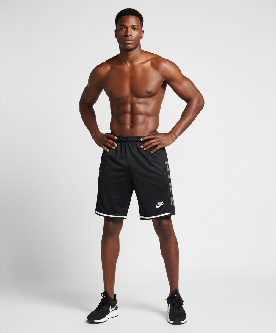 Short loisir Nike noir (bande blanc) avec fermeture SSMSN02