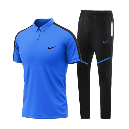 Ensemble Sport T-shirt à col roulé avec pantalon (Nike) Bleu/Noir TSTP03