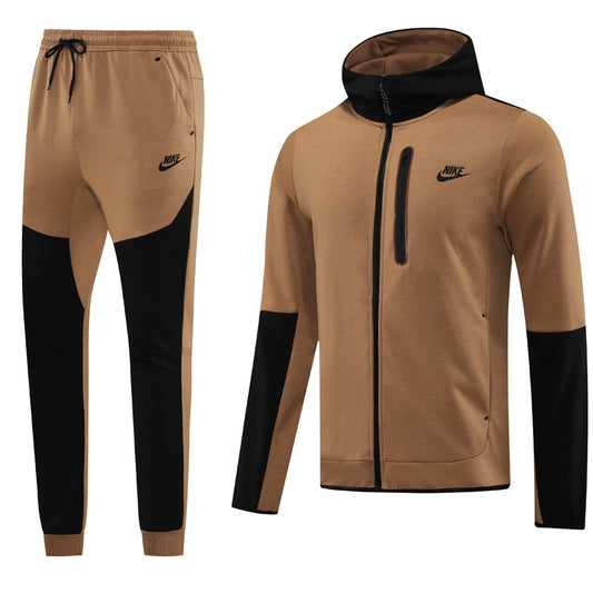 Ensemble survêtement 2024 Nike tech Fleece (Marron/Noir) avec capuche