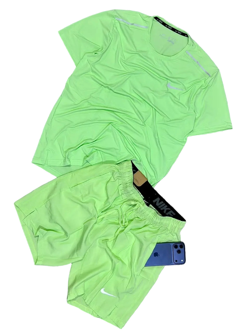 Ensemble T-shirt et Short Sport NI-KE avec fermeture Unisexe Vert
