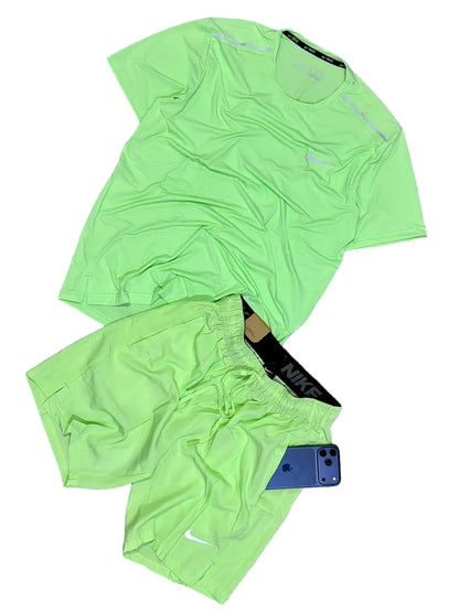 Ensemble T-shirt et Short Sport NI-KE avec fermeture Unisexe Vert