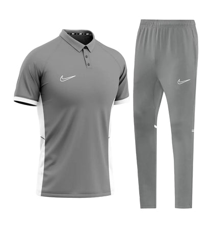 Ensemble T-shirt col roulé & Jogging Nike (Gris)– Style Sport Premium