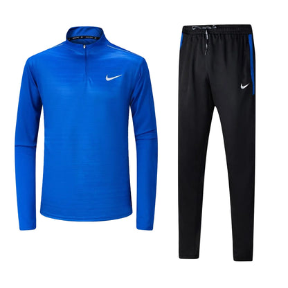 Ensemble Nike sport long manche col zippé avec pantalon jogging (Bleu/Noir) MSESLMN03