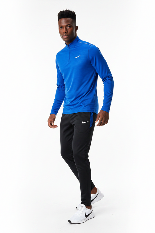 Ensemble Nike sport long manche col zippé avec pantalon jogging (Bleu/Noir) MSESLMN03