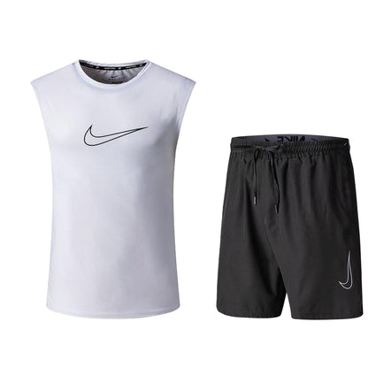 Ensemble de sport Débardeur avec short Nike swoosh (Blanc/Noir) MSEDSN08