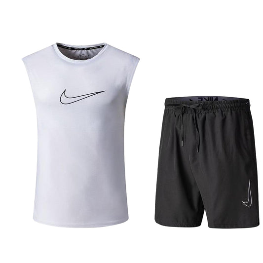 Ensemble de sport Débardeur avec short Nike swoosh (Blanc/Noir) MSEDSN08