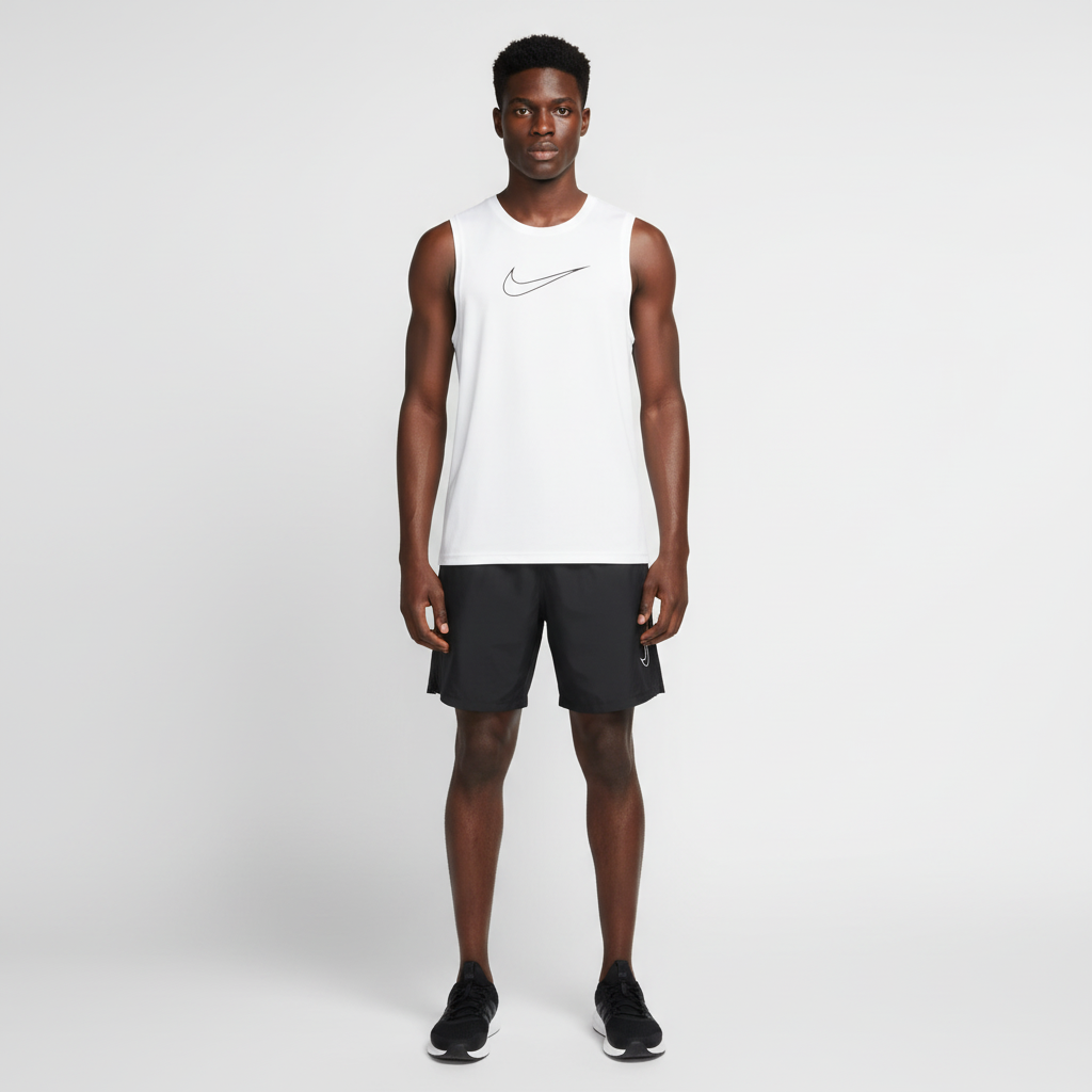 Ensemble de sport Débardeur avec short Nike swoosh (Blanc/Noir) MSEDSN08