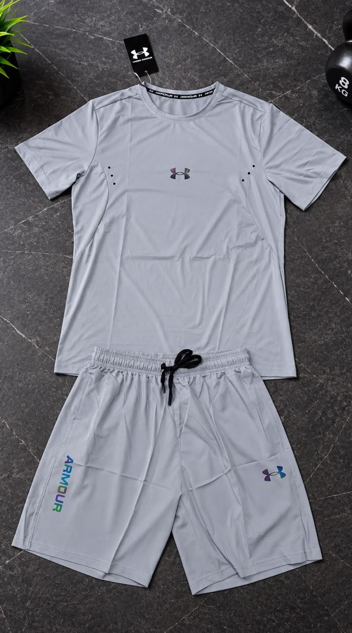 Ensemble de Sport Unisexe UA Running – T-shirt et Short Gris