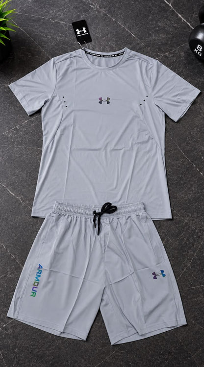 Ensemble de Sport Unisexe UA Running – T-shirt et Short Gris