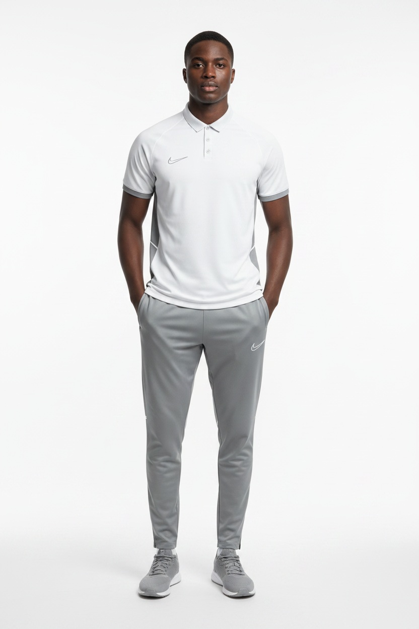 Ensemble T-shirt col roulé & Jogging Nike (Blanc/Gris)– Style Sport Premium