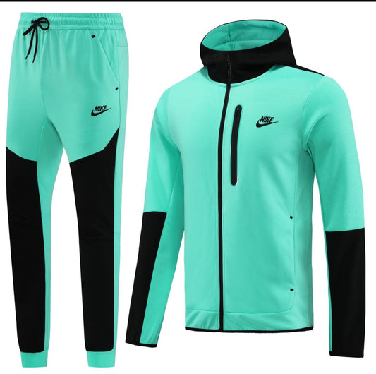 Ensemble survêtement 2024 Nike tech Fleece (Vert/Noir) avec capuche