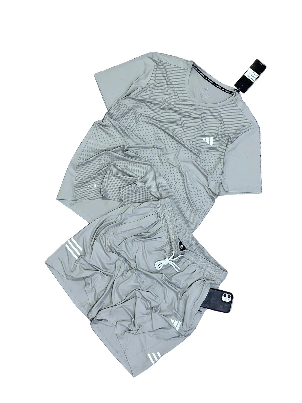 Ensemble de T-shirt et Short Unisexe Adi-das (Climalite) Sport confort Gris