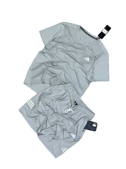 Ensemble de T-shirt et Short Unisexe Adi-das (Climalite) Sport confort Gris