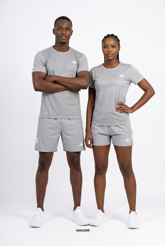 Ensemble de T-shirt et Short Unisexe Adi-das (Climalite) Sport confort Gris