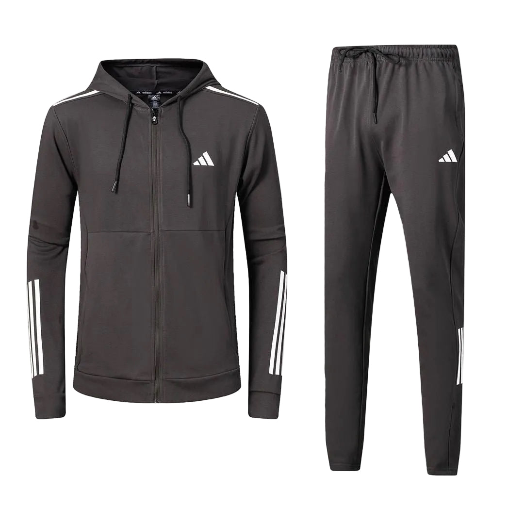 Ensemble survêtement Adidas Gris Foncé avec capuche (coton) SACMS02