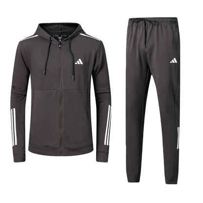 Ensemble survêtement Adidas Gris Foncé avec capuche (coton) SACMS02