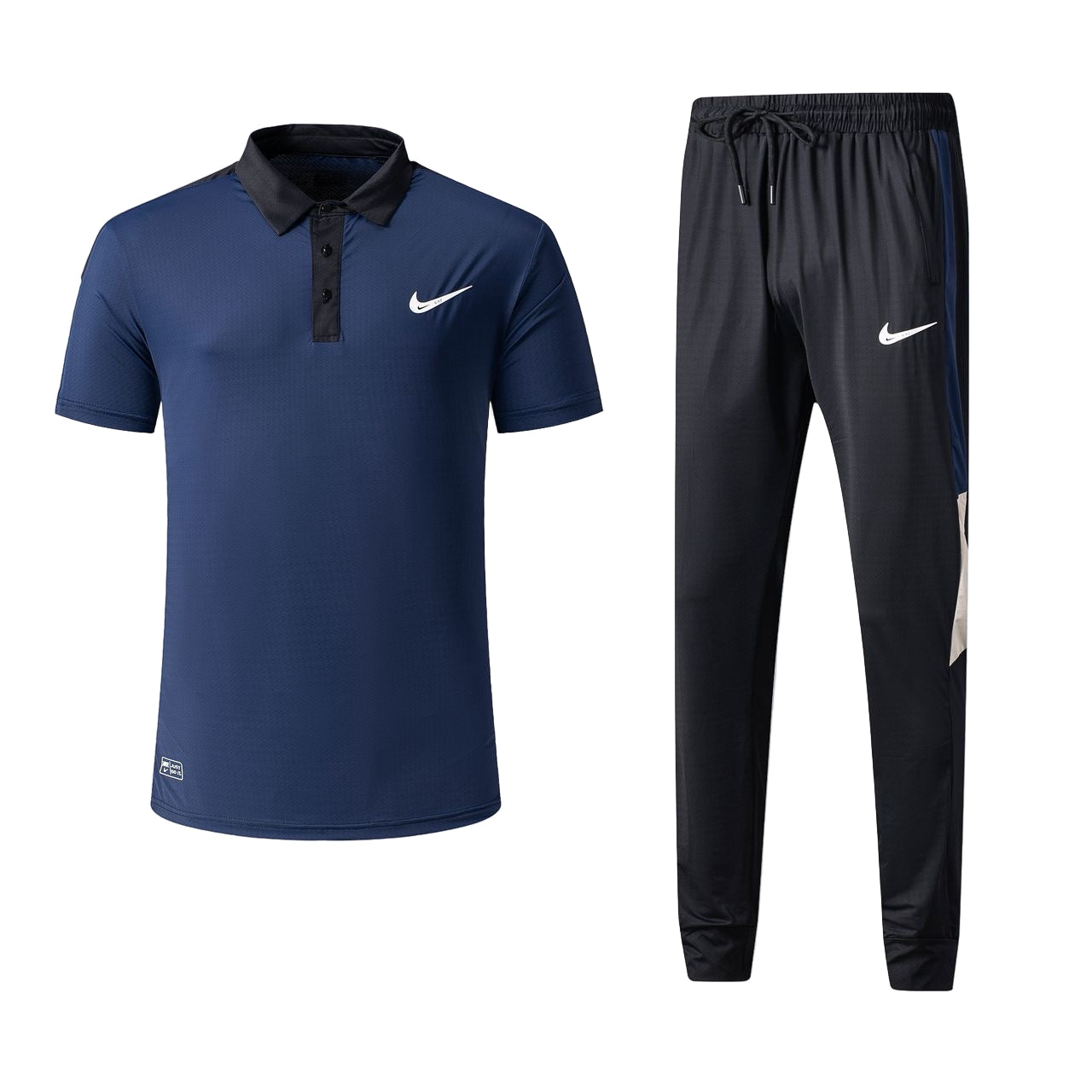 Ensemble t-shirt col roulé Nike avec pantalon jogging qualité dri-fit (Marine) TPMSN01
