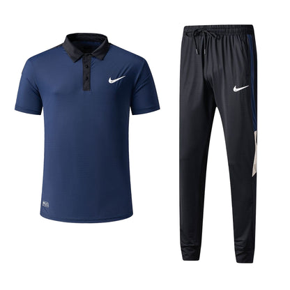Ensemble t-shirt col roulé Nike avec pantalon jogging qualité dri-fit (Marine) TPMSN01