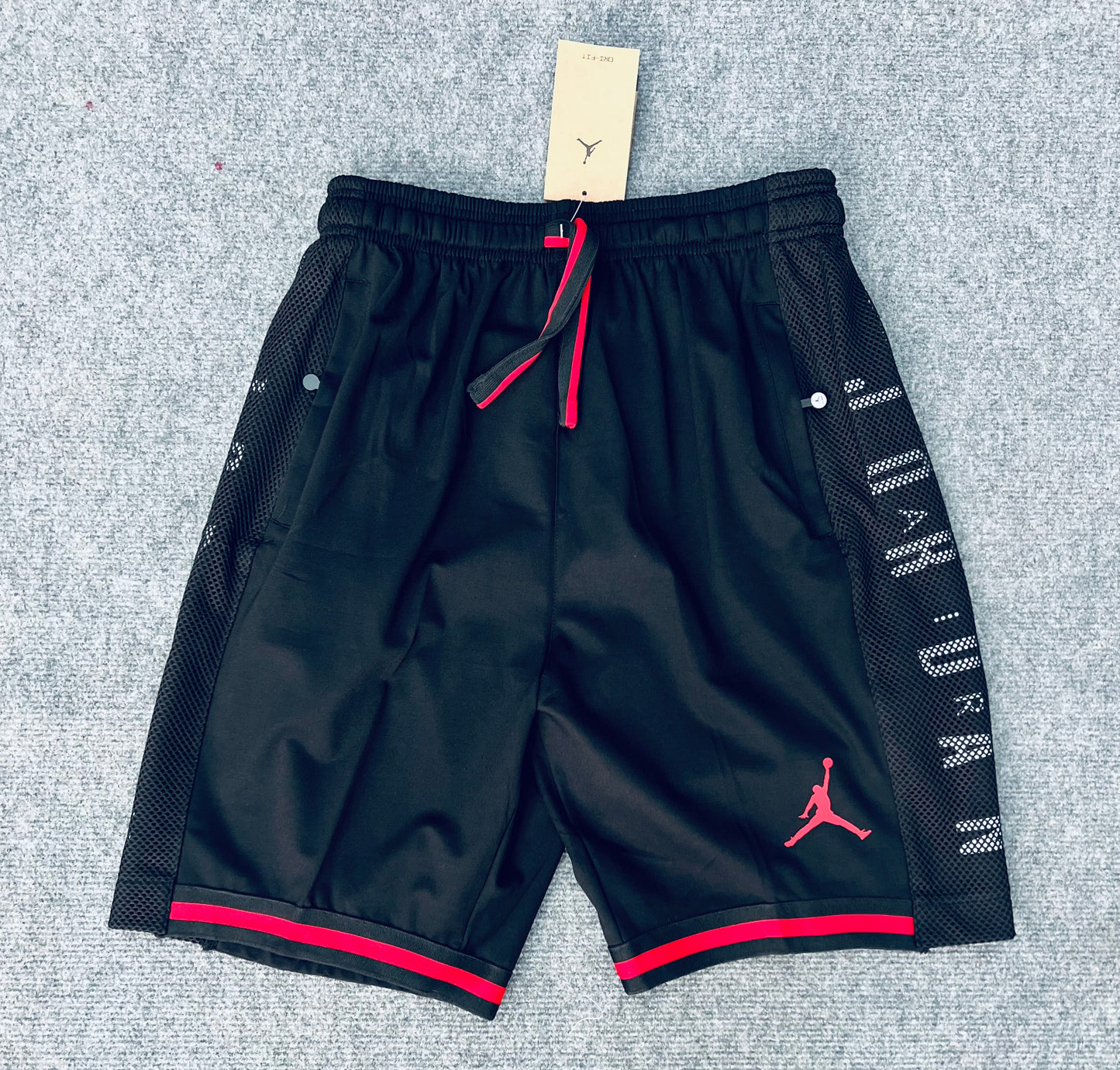 Short loisir Jordan noir (bande rouge) avec fermeture SSMSJ04