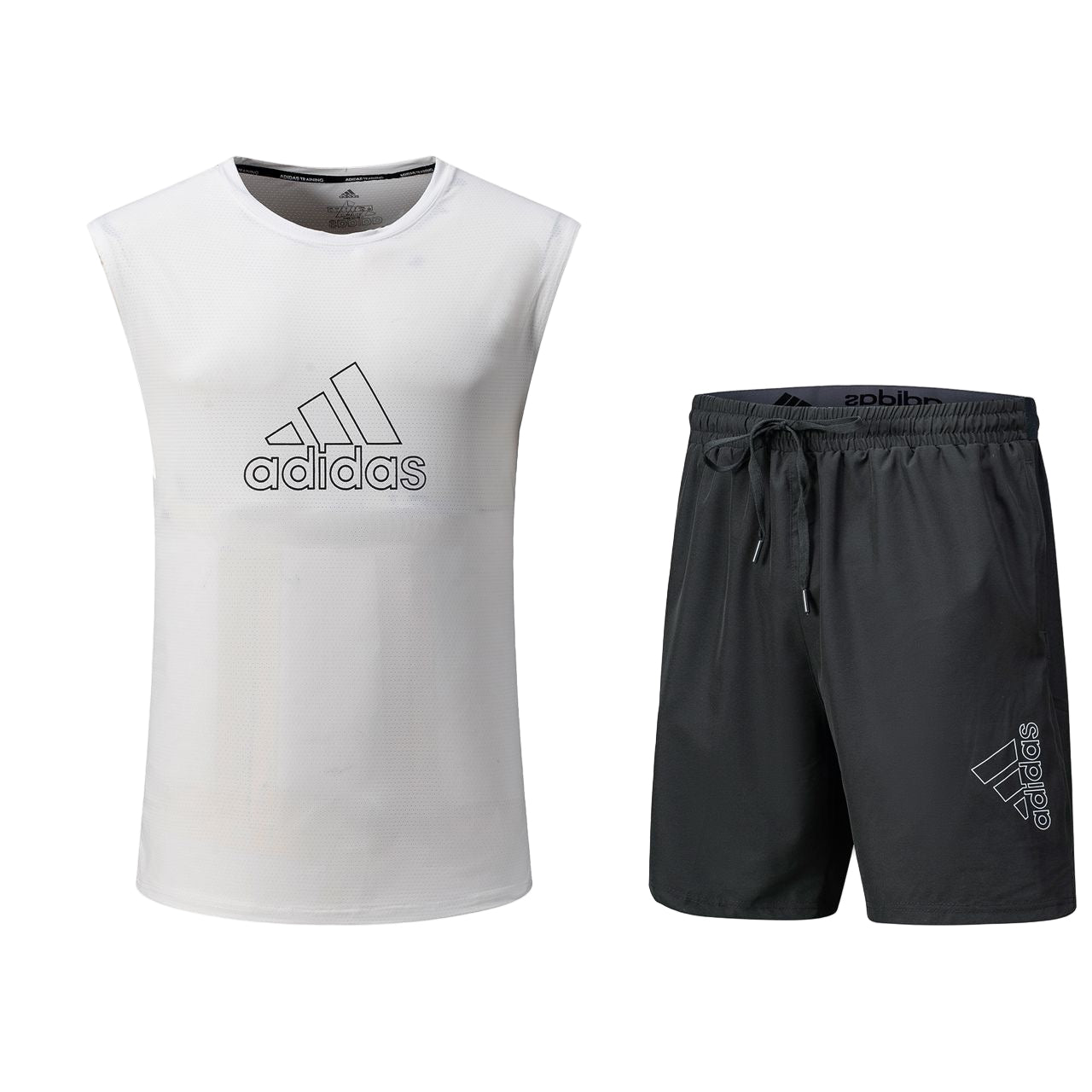 Ensemble de sport Débardeur avec short Adidas (Blanc/Noir)MSEDSA01