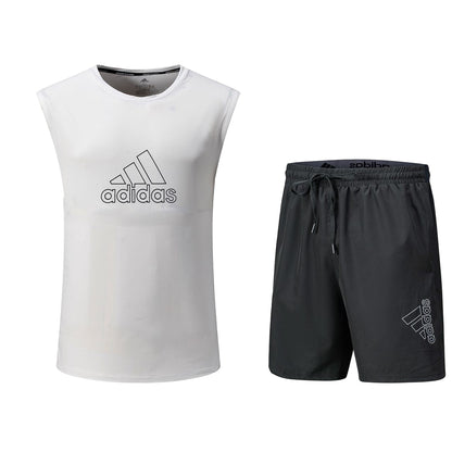 Ensemble de sport Débardeur avec short Adidas (Blanc/Noir)MSEDSA01