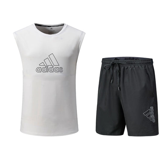 Ensemble de sport Débardeur avec short Adidas (Blanc/Noir)MSEDSA01