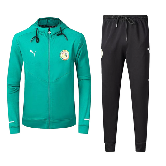 Ensemble Survêtement Senegal avec capuche (coton) (vert/noir) 2025-2026 SMSSC01