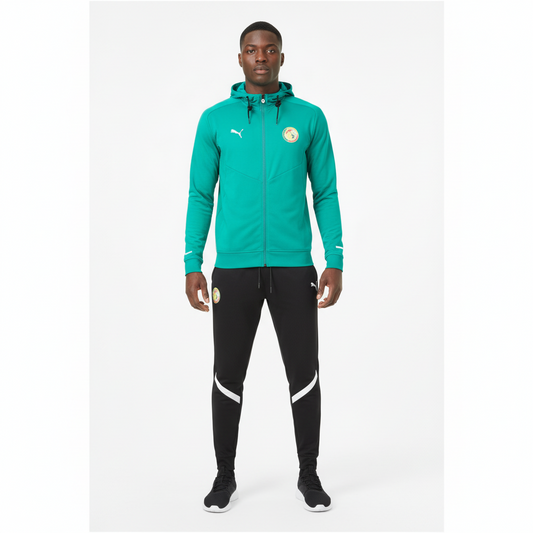 Ensemble Survêtement Senegal avec capuche (coton) (vert/noir) 2025-2026 SMSSC01