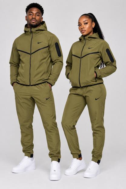 Ensemble Survêtement fitness Ni-ke swoosh avec Capuche (toile) Marron