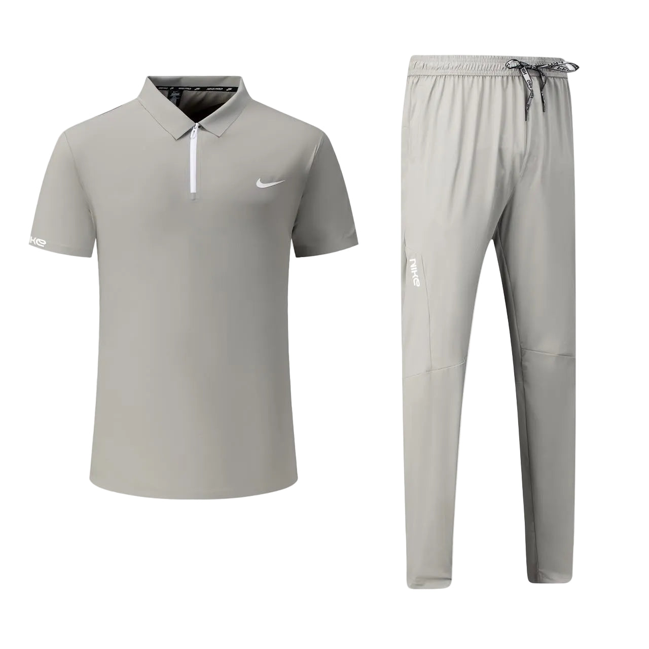 T-shirt col roulé fermeture Ni-ke et pantalon jogging avec (Gris Clair) TPJFMNS11