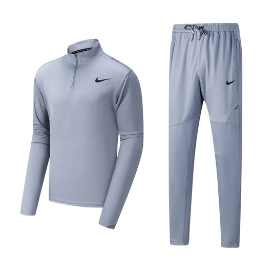 Ensemble Nike sport long manche col zippé avec pantalon jogging (Gris) MSESLMN06