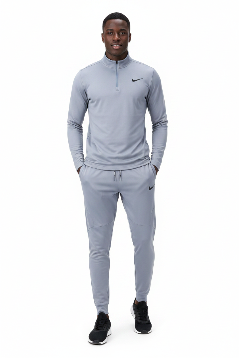 Ensemble Nike sport long manche col zippé avec pantalon jogging (Gris) MSESLMN06