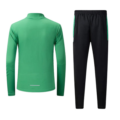 Ensemble Nike sport long manche col zippé avec pantalon jogging (Vert/Noir) MSESLMN01