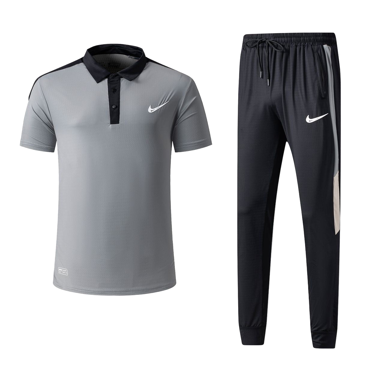 Ensemble t-shirt col roulé Nike avec pantalon jogging qualité dri-fit (Gris) TPMSN04