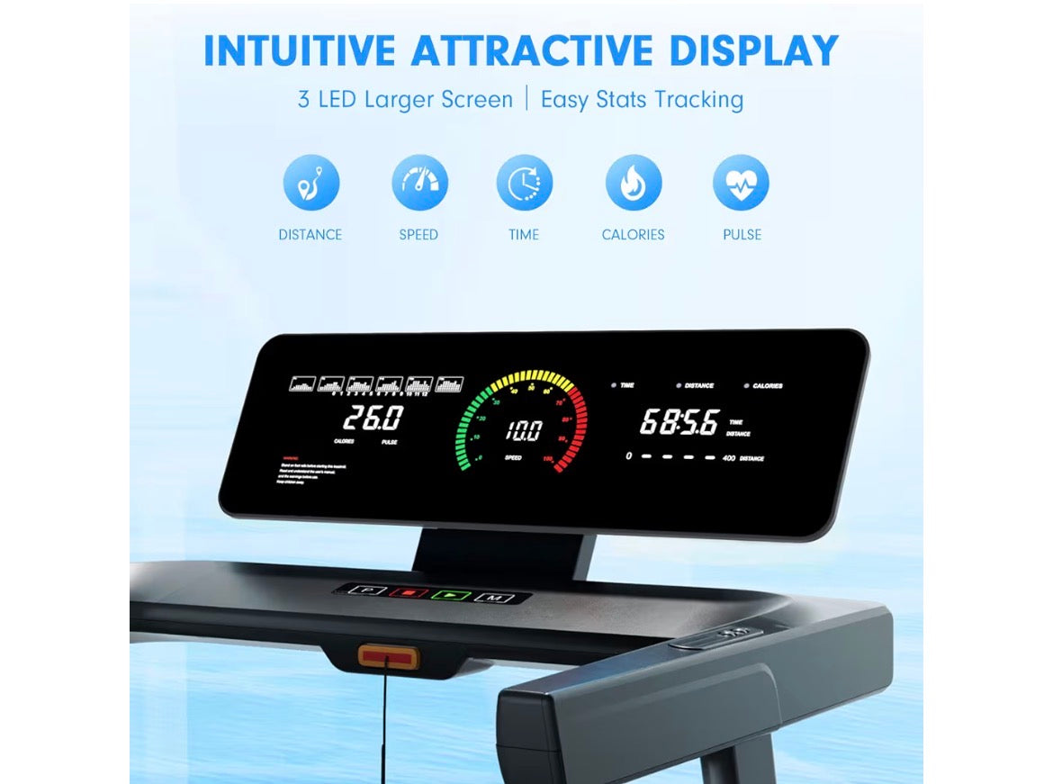 Tapis roulants OMA pour la maison, pliant de capacité max 2.5HP 300 LBS avec écran LED, 36 programmes prédéfinis, machine d'exercice