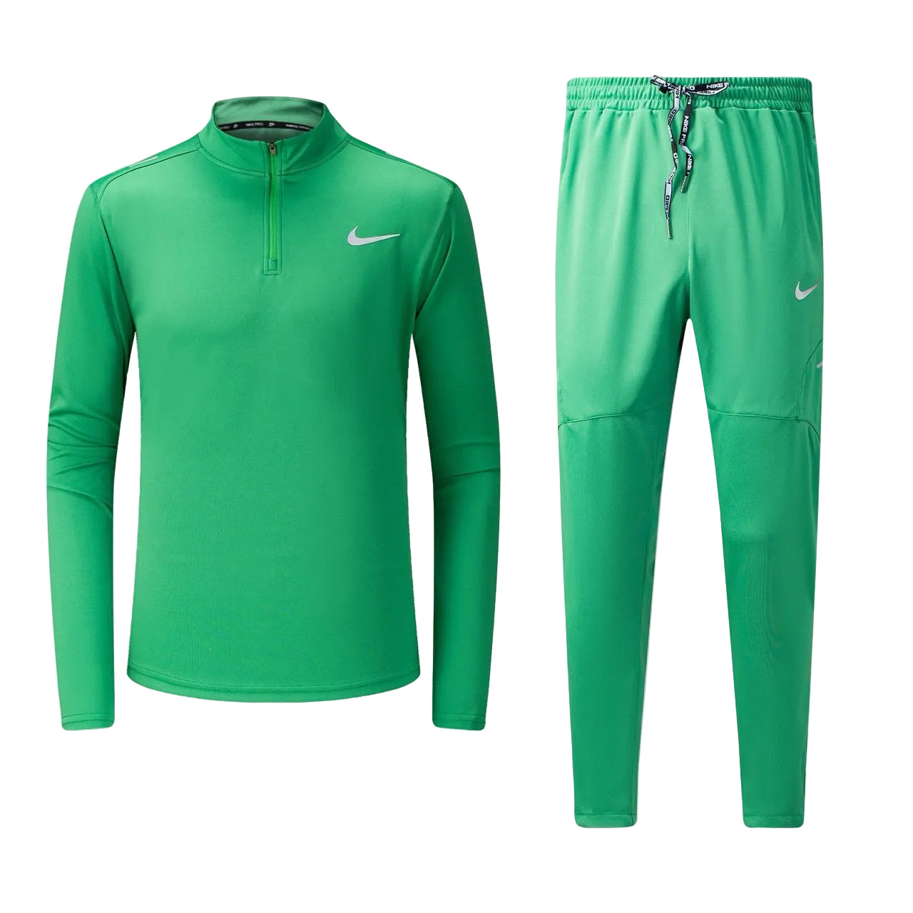 Ensemble Nike sport long manche col zippé avec pantalon jogging (Vert) MSESLMN05
