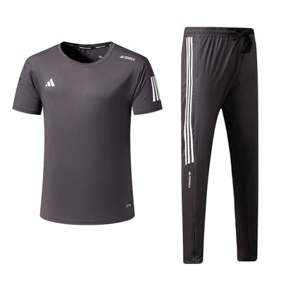 Ensemble Sport (Adi-das) – T-shirt & Pantalon Style Performance Marron TPESMSA05