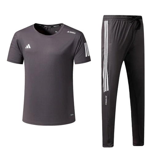 Ensemble Sport (Adi-das) – T-shirt & Pantalon Style Performance Marron TPESMSA05